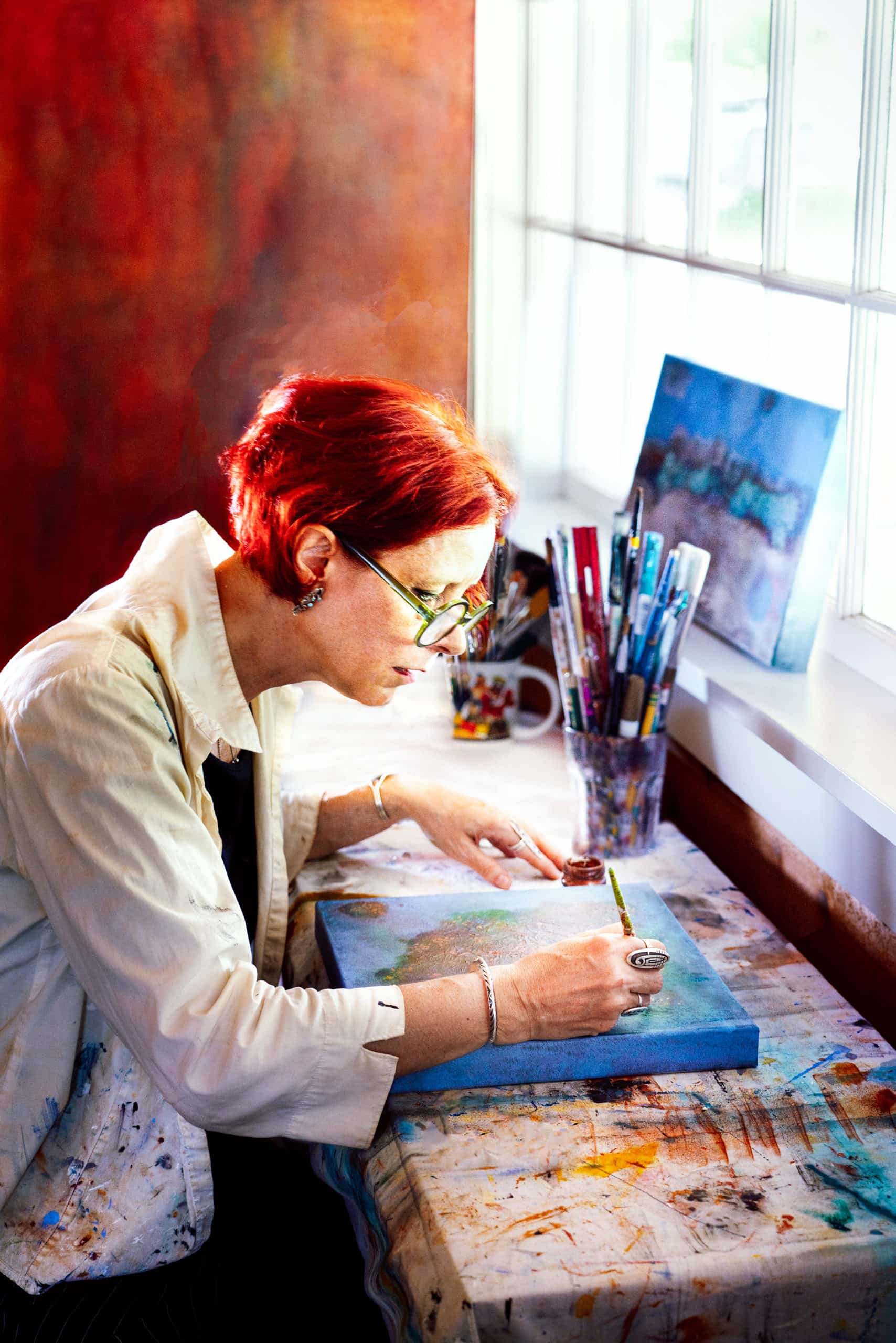 Katrin Waite Painting in Studio